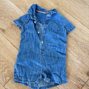 Primary Blue Button Down Denim One Piece